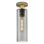 Crown Point Long Ceiling Light - Brushed Brass / Smoked