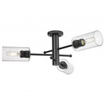 Crown Point Three Ceiling Light - Matte Black / Clear Seedy