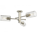 Crown Point Three Ceiling Light - Polished Nickel / Clear Seedy
