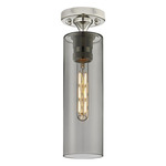 Crown Point Long Ceiling Light - Polished Nickel / Smoked