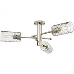 Crown Point Three Ceiling Light - Polished Nickel / Clear Swirl