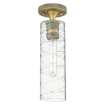 Crown Point Long Ceiling Light - Brushed Brass / Clear Swirl