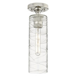 Crown Point Long Ceiling Light - Polished Nickel / Clear Swirl