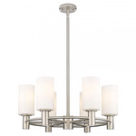 Crown Point 434 Cylinder Chandelier - Satin Nickel / White