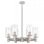 Crown Point Multi-Light Stem Hung Pendant - Satin Nickel / Clear Seedy