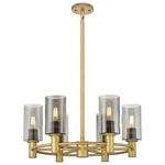Crown Point Multi-Light Stem Hung Pendant - Brushed Brass / Smoked