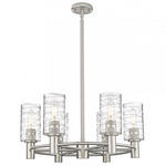 Crown Point Multi-Light Stem Hung Pendant - Satin Nickel / Clear Swirl