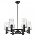 Crown Point Multi-Light Stem Hung Pendant - Matte Black / Clear Swirl