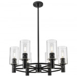Crown Point Multi-Light Stem Hung Pendant - Matte Black / Clear Seedy