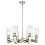 Crown Point Multi-Light Stem Hung Pendant - Polished Nickel / Clear