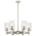 Crown Point Multi-Light Stem Hung Pendant - Polished Nickel / Clear Seedy
