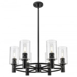 Crown Point Multi-Light Stem Hung Pendant - Matte Black / Clear