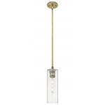 Crown Point Long Stem Hung Pendant - Brushed Brass / Clear