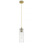 Crown Point Long Cord Hung Pendant - Brushed Brass / Clear