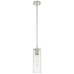 Crown Point Long Stem Hung Pendant - Polished Nickel / Clear
