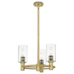 Crown Point Multi-Light Stem Hung Pendant - Brushed Brass / Clear