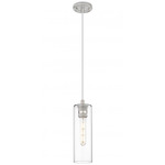 Crown Point Long Cord Hung Pendant - Satin Nickel / Clear