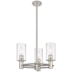 Crown Point Multi-Light Stem Hung Pendant - Satin Nickel / Clear Seedy