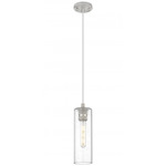 Crown Point Long Cord Hung Pendant - Satin Nickel / Clear Seedy