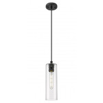 Crown Point Long Cord Hung Pendant - Matte Black / Clear