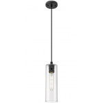 Crown Point Long Cord Hung Pendant - Matte Black / Clear Seedy