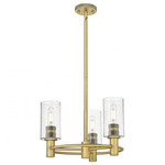 Crown Point Multi-Light Stem Hung Pendant - Brushed Brass / Clear Seedy