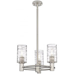 Crown Point Multi-Light Stem Hung Pendant - Satin Nickel / Clear Swirl