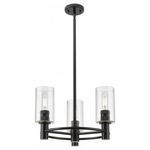 Crown Point Multi-Light Stem Hung Pendant - Matte Black / Clear Seedy