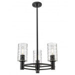 Crown Point Multi-Light Stem Hung Pendant - Matte Black / Clear Swirl