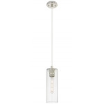Crown Point Long Cord Hung Pendant - Polished Nickel / Clear