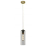 Crown Point Long Stem Hung Pendant - Brushed Brass / Smoked