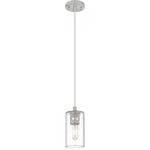 Crown Point Small Cord Hung Pendant - Polished Nickel / Clear Seedy