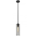 Crown Point Long Stem Hung Pendant - Matte Black / Smoked