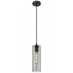 Crown Point Long Cord Hung Pendant - Matte Black / Smoked
