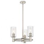 Crown Point Multi-Light Stem Hung Pendant - Polished Nickel / Clear Seedy