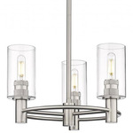 Crown Point Multi-Light Stem Hung Pendant - Satin Nickel / Clear
