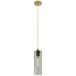 Crown Point Long Cord Hung Pendant - Brushed Brass / Smoked