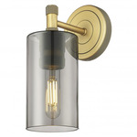 Crown Point Wall Sconce - Brushed Brass / Smoked