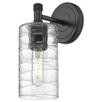 Crown Point Wall Sconce - Matte Black / Clear Swirl