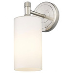 Crown Point White Wall Sconce - Satin Nickel / White