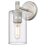 Crown Point Wall Sconce - Satin Nickel / Clear