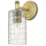 Crown Point Wall Sconce - Brushed Brass / Clear Swirl