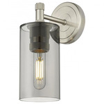 Crown Point Wall Sconce - Satin Nickel / Smoked