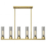Empire Multi Light Linear Pendant - Brushed Brass / Smoked