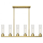 Empire Multi Light Linear Pendant - Brushed Brass / Clear