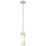 Empire Stem Hung Pendant - Polished Nickel / Matte White