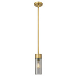 Empire Stem Hung Pendant - Brushed Brass / Smoked