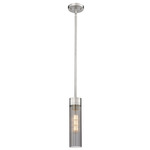 Empire Stem Hung Pendant - Satin Nickel / Smoked