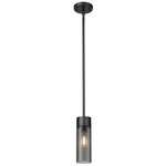 Empire Stem Hung Pendant - Matte Black / Smoked