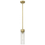 Empire Stem Hung Pendant - Brushed Brass / Clear